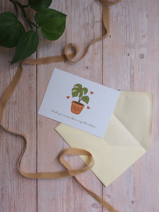 Grußkarte - Like you more than my Monstera